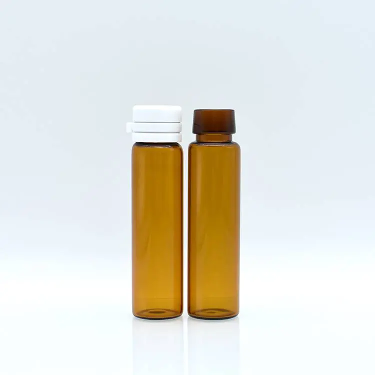10ml Amber Syrup Glass Vials With Plastic Cap, Via
